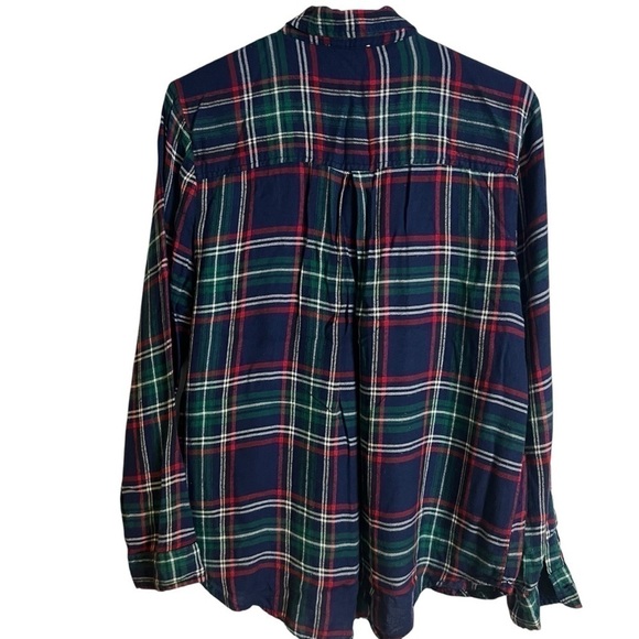 Lucky Brand Navy Blue Multicolor Plaid Button Up Flannel Shirt Size Large - Picture 3 of 7